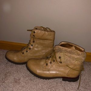 Nine West Tan Fold Down Combat Boots